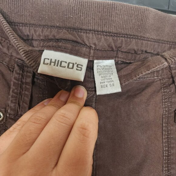 Chico's brown utility cargo pants size 0.5 elasticized waist band casual y2k - Picture 8 of 10